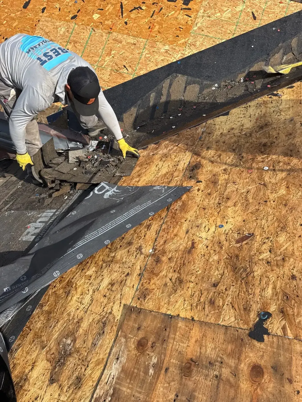 Tarping and dry-in on a Dyer commercial roof